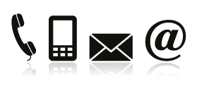 Symbole für Telephon, E-Mail und Fax